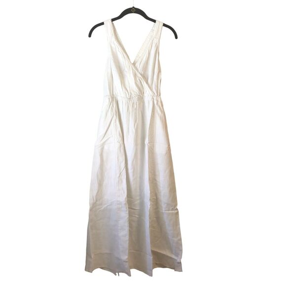 NEW Universal Thread Linen Rayon Cross Back Maxi Dress Summer Smocked White Sz S - Picture 4 of 10